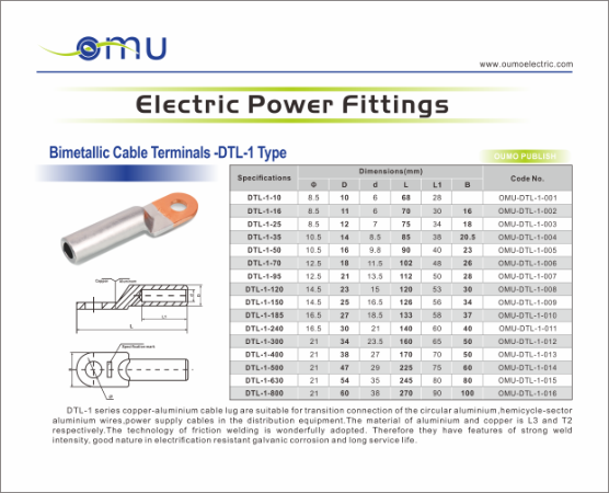 Bimetallic Cable Terminals DTL-1